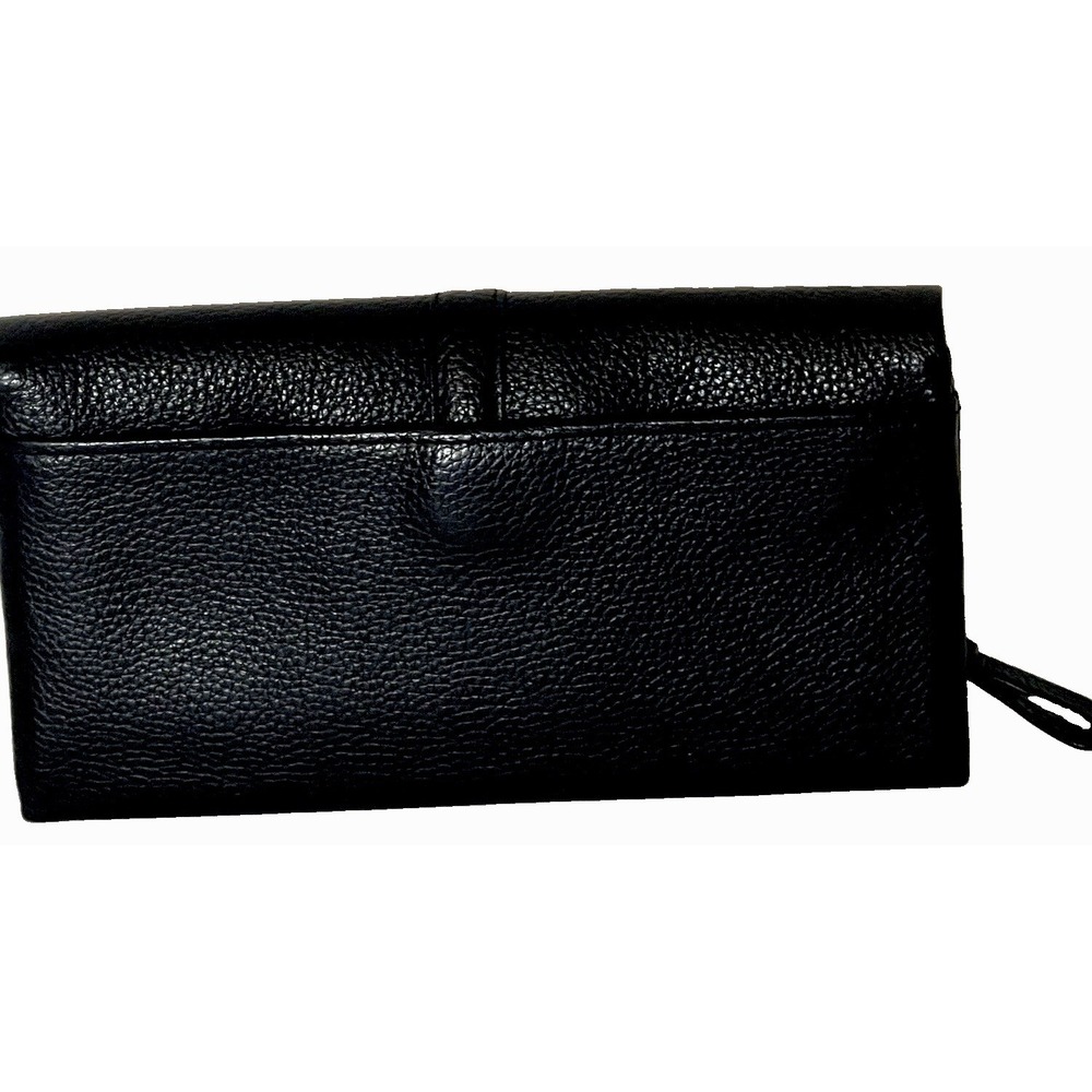 Brighton Nolita Shimmer Black Pebbled Leather Wallet Clutch Card Organizer - Picture 2 of 9